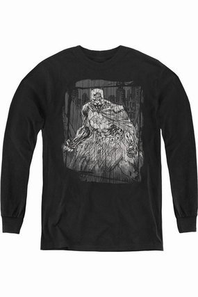 Batman Pencilled Rain Youth Long Sleeve Tee / T-Shirt graphic tees for boys, polo shirts boys