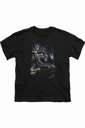 Batman Perched Short Sleeve Juvenile Tee / T-Shirt graphic tees for boys, polo shirts boys
