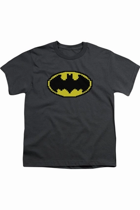 Batman Pixel Symbol Short Sleeve Youth Tee / T-Shirt graphic tees for boys, polo shirts boys