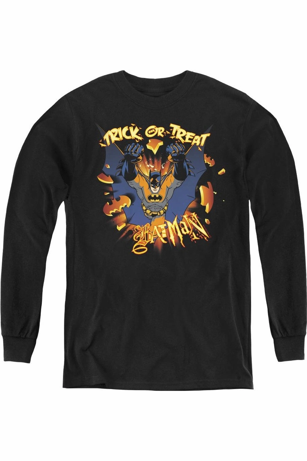 Batman Pumpkin Burst Youth Long Sleeve Tee / T-Shirt graphic tees for boys, polo shirts boys
