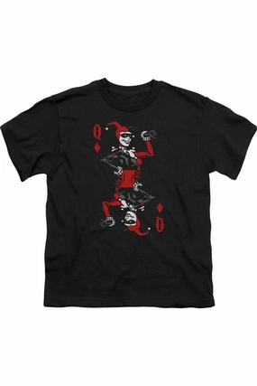 Batman Quinn Of Diamonds Short Sleeve Youth Tee / T-Shirt graphic tees for boys, polo shirts boys