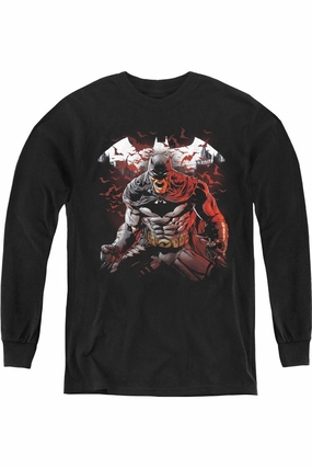 Batman Raging Bat Youth Long Sleeve Tee / T-Shirt graphic tees for boys, polo shirts boys