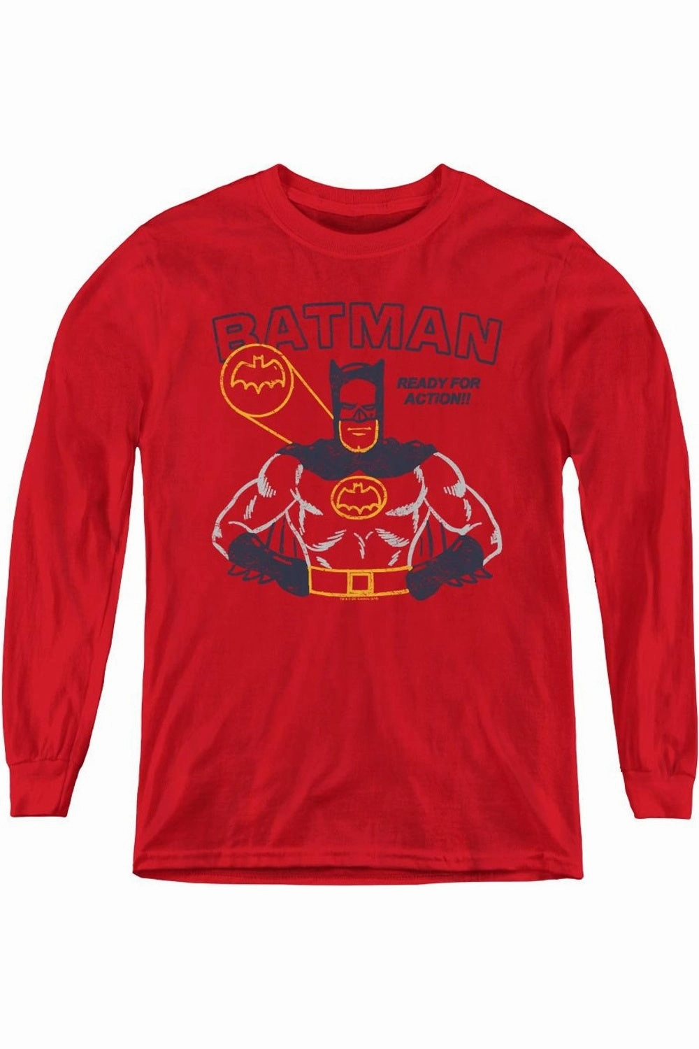 Batman Ready For Action Youth Long Sleeve Tee / T-Shirt graphic tees for boys, polo shirts boys