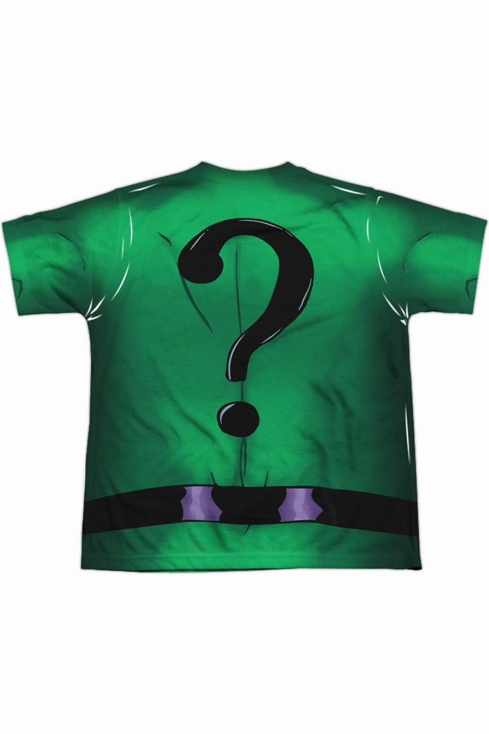 Batman Riddler Uniform (Front/Back Print) Short Sleeve Youth Poly Crew Tee / T-Shirt Boys Henley T Shirt
