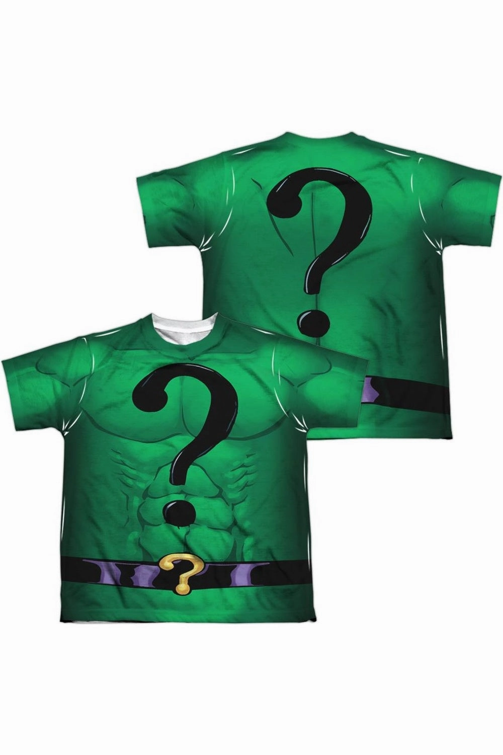 Batman Riddler Uniform (Front/Back Print) Short Sleeve Youth Poly Crew Tee / T-Shirt graphic tees for boys, polo shirts boys