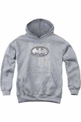 Batman Rivited Metal Logo Youth Pull Over Hoodie / Hooded Sweatshirt graphic tees for boys, polo shirts boys
