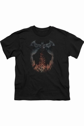 Batman Smoke & Fire Short Sleeve Juvenile Tee / T-Shirt graphic tees for boys, polo shirts boys
