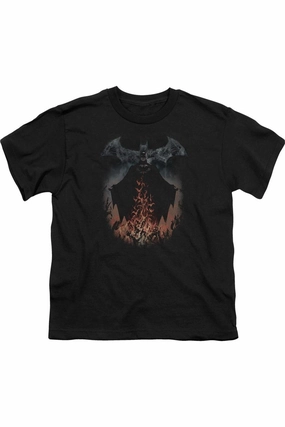 Batman Smoke & Fire Short Sleeve Youth Tee / T-Shirt graphic tees for boys, polo shirts boys