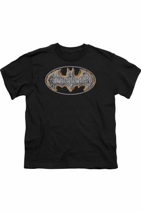Batman Steel Fire Shield Short Sleeve Youth Tee / T-Shirt graphic tees for boys, polo shirts boys