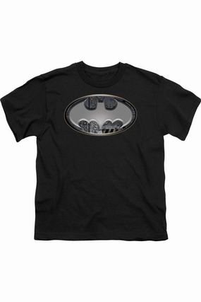 Batman Steel Wall Shield Short Sleeve Youth Tee / T-Shirt graphic tees for boys, polo shirts boys