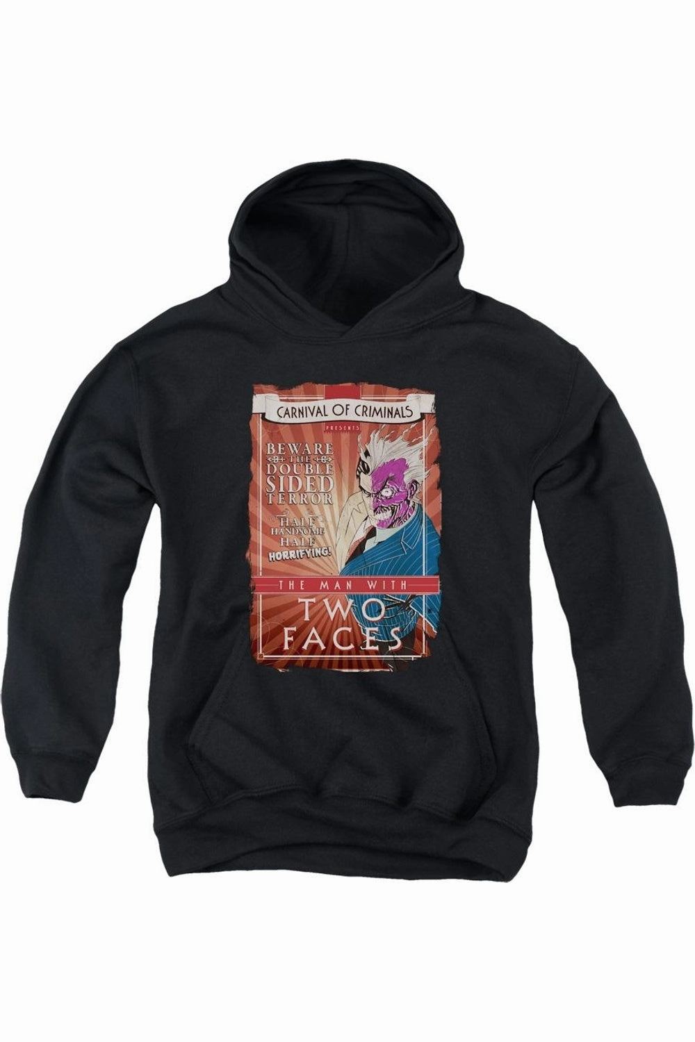 Batman Two Faces Youth Pull Over Hoodie / Hooded Sweatshirt graphic tees for boys, polo shirts boys