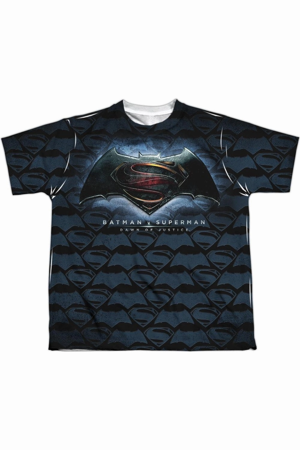 Batman V Superman Logo Pattern Short Sleeve Youth Poly Crew Tee / T-Shirt graphic tees for boys, polo shirts boys