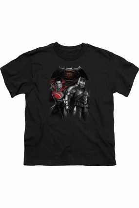 Batman V Superman Stand Off Short Sleeve Youth Tee / T-Shirt graphic tees for boys, polo shirts boys