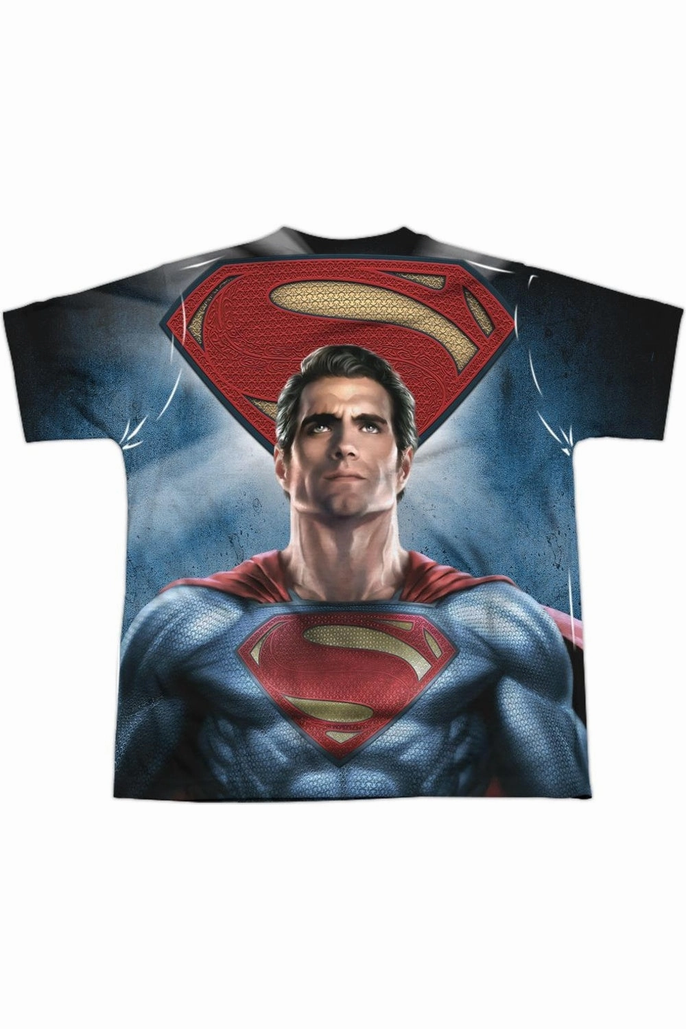 Batman V Superman Superman Light (Front/Back Print) Short Sleeve Youth Poly Crew Tee / T-Shirt Boys Henley T Shirt