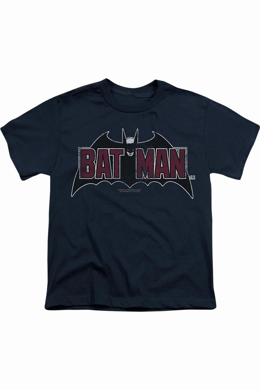 Batman Vintage Bat Logo On Navy Short Sleeve Youth Tee / T-Shirt graphic tees for boys, polo shirts boys