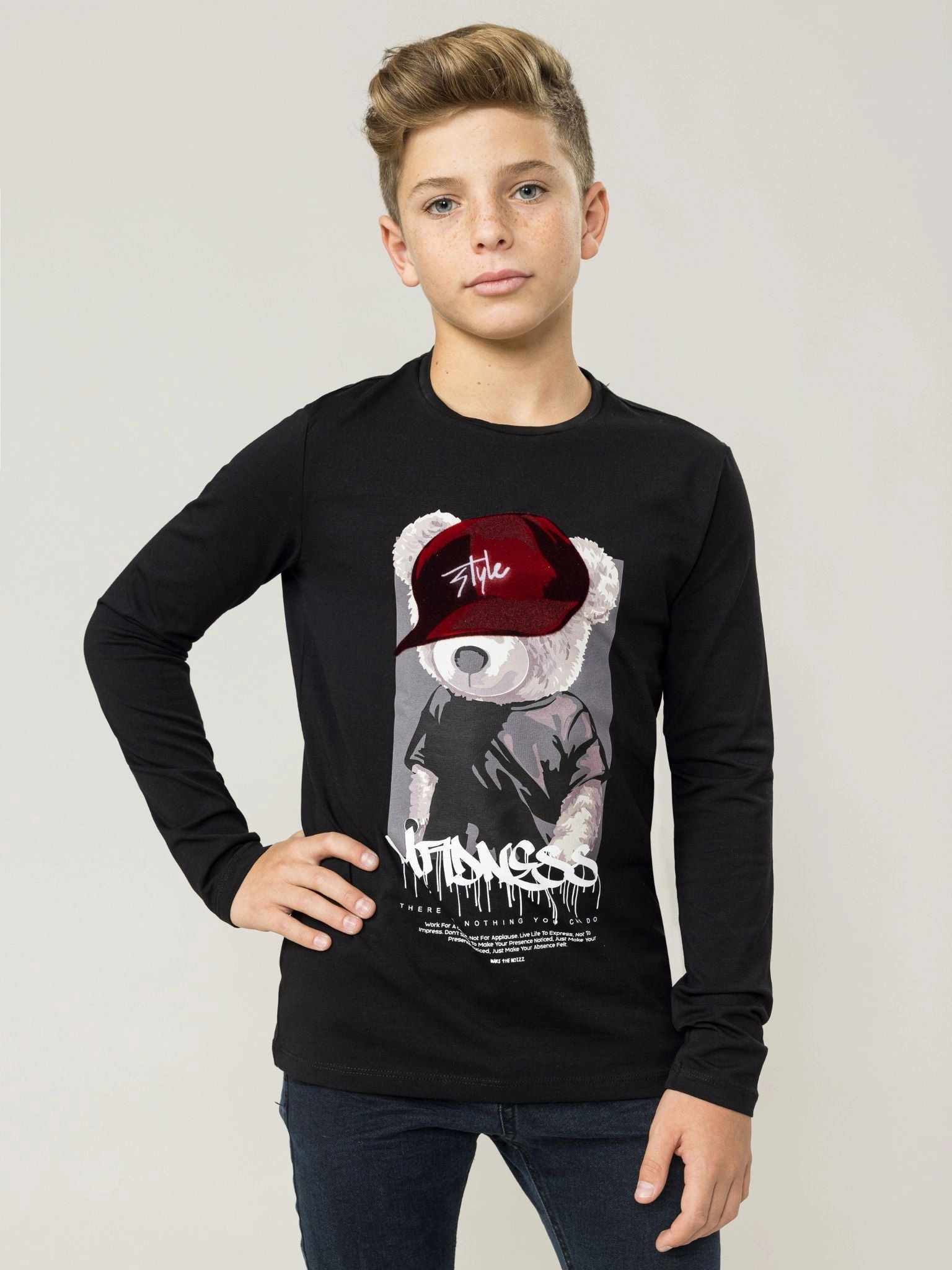 BEAR LONG SLEEVE T SHIRT graphic tees for boys, polo shirts boys