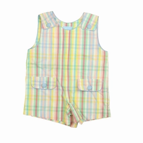 Bella Bliss Boys White | Pink | Blue Plaid Romper 2-piece outfit boys, toddler matching sets