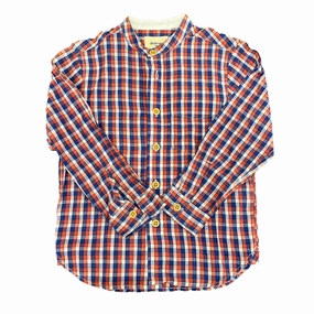 Bellerose Boys Red | Blue Check Button Down Long Sleeve graphic tees for boys, polo shirts boys