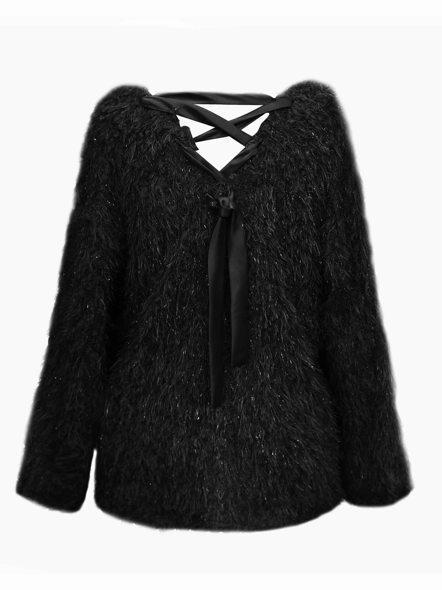 Big Girls Soft Faux Fur Fuzzy Tinsel Long Sleeve Pullover Girls Chunky Knit Sweater