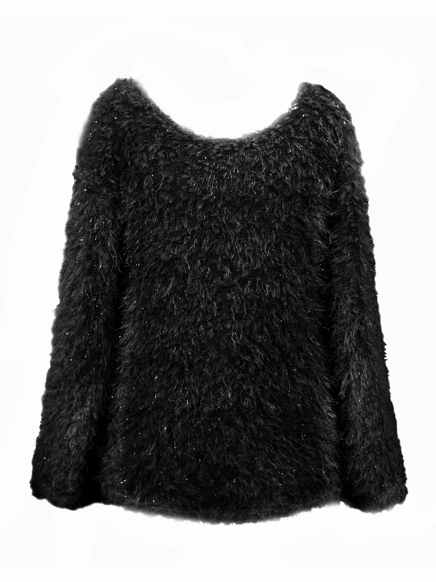 Big Girls Soft Faux Fur Fuzzy Tinsel Long Sleeve Pullover Girls Chunky Knit Sweater