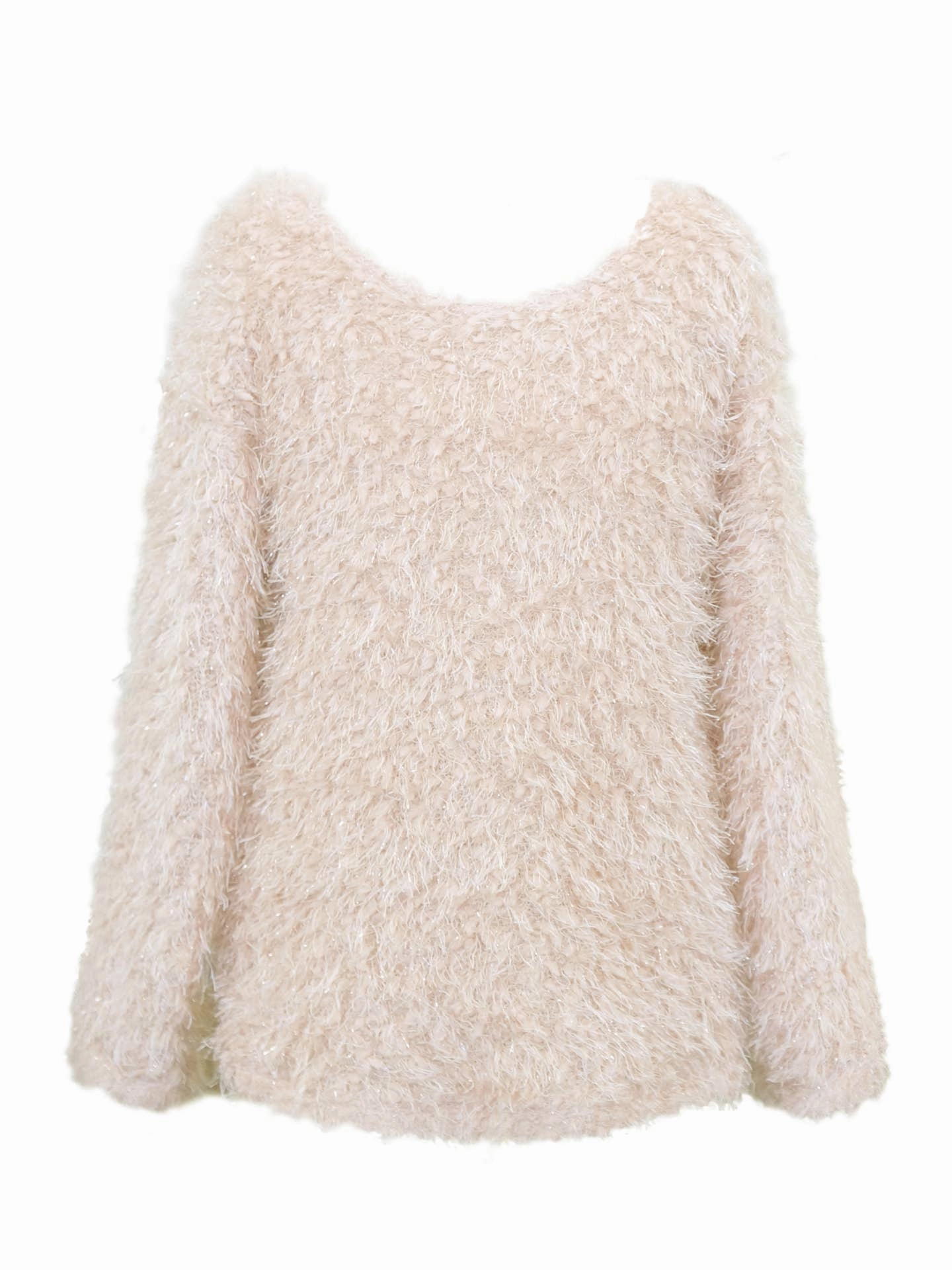 Big Girls Soft Faux Fur Fuzzy Tinsel Long Sleeve Pullover Girls Chunky Knit Sweater