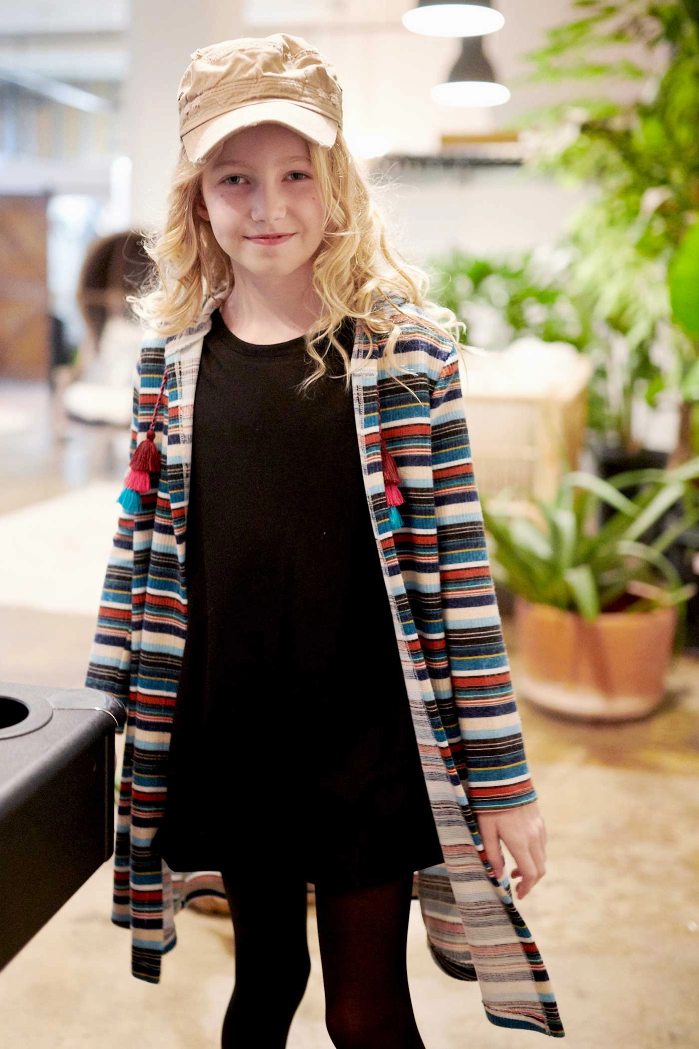Big Girls Striped Knit Long Hoodie Cardigan Girls Chunky Knit Sweater