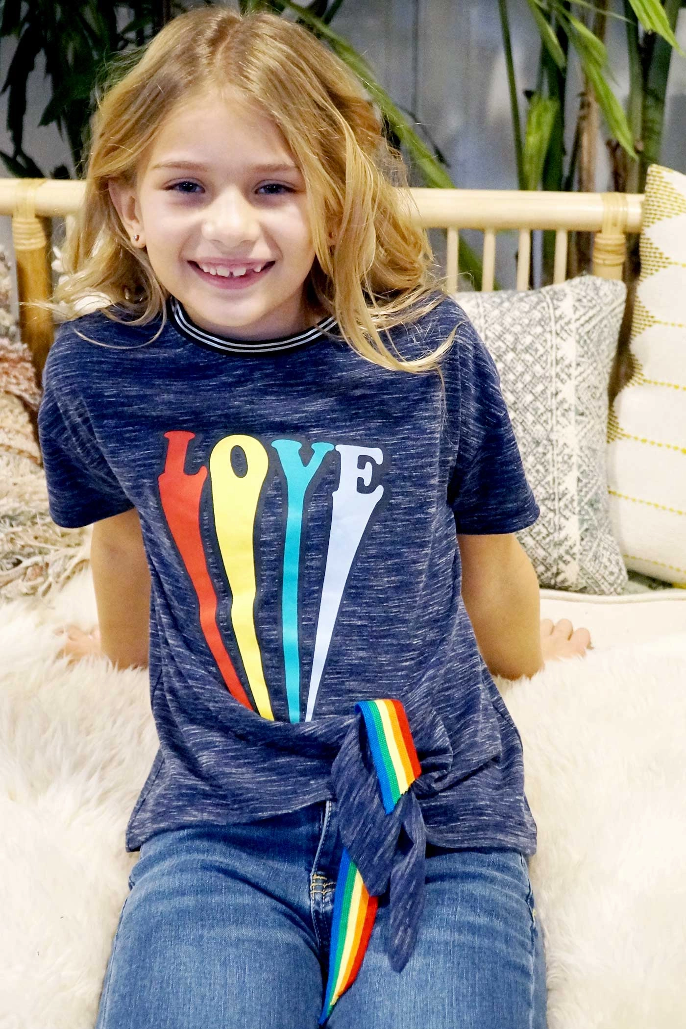 Big Girls Tie Front Short Sleeve T-shirt Girls Tunic Top
