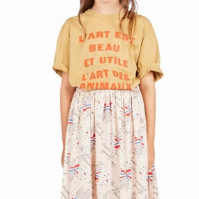 Big Rooster Art Brown T-Shirt In Mustard ruffle tops girls, long sleeve tees girls