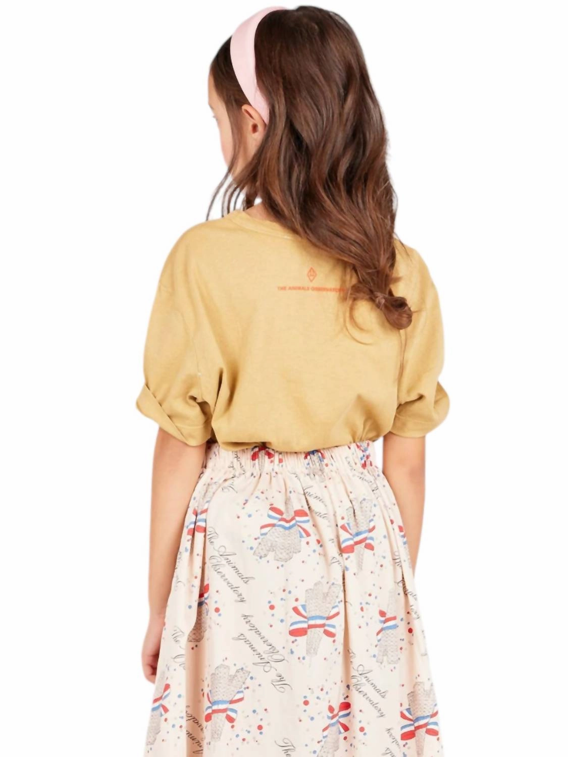 Big Rooster Art Brown T-Shirt In Mustard Girls Tunic Top