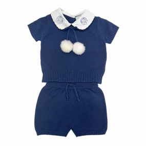 Billie Navy Knit Top and Shorts Set 2-piece outfit boys, toddler matching sets