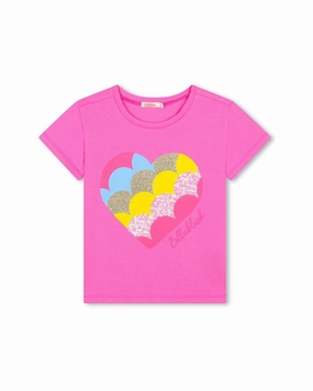 Billieblush Sequin Heart Applique T-Shirt ruffle tops girls, long sleeve tees girls