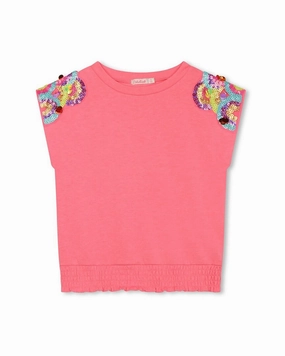 Billieblush Sequin Trim T-Shirt ruffle tops girls, long sleeve tees girls