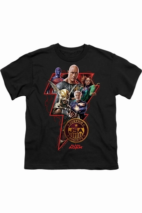 Black Adam Black Adam Character Bolt Short Sleeve Youth Tee / T-Shirt graphic tees for boys, polo shirts boys