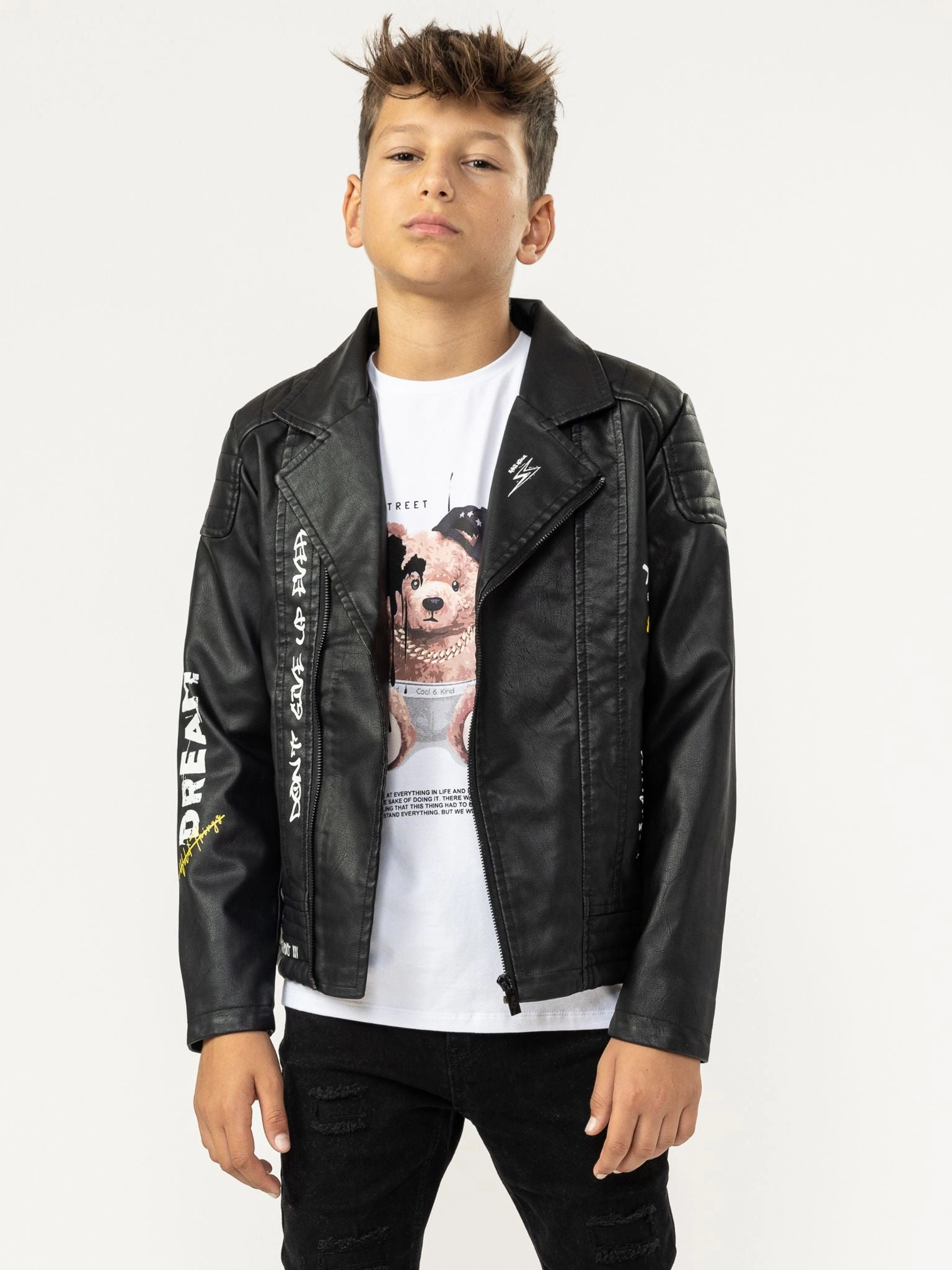 BLACK LEATHER JACKET winter jackets for boys, lightweight puffer boys