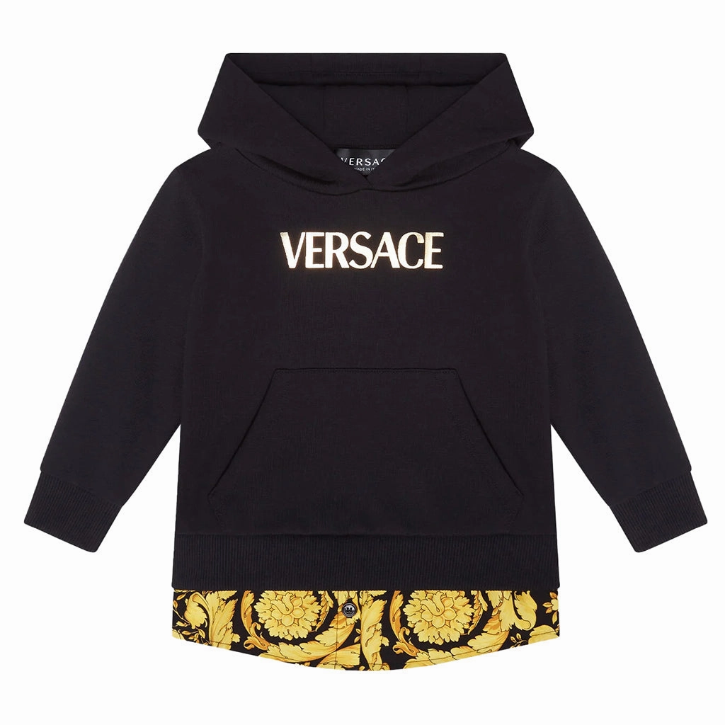 Black Logo Hoodie winter jackets for boys, lightweight puffer boys