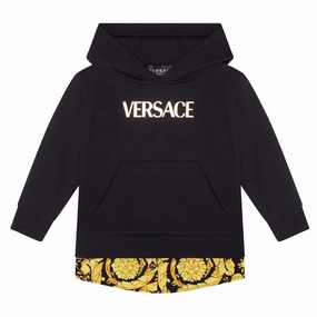 Black Logo Hoodie winter jackets for boys, lightweight puffer boys