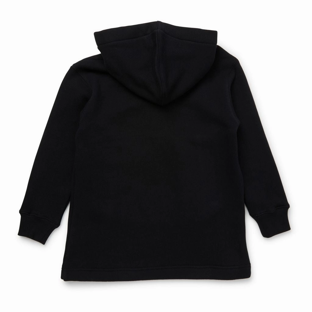 Black Logo Hoodie Girls Tunic Top
