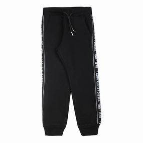 Black Logo Tape Sweatpants boys jogger pants, school uniform pants boys
