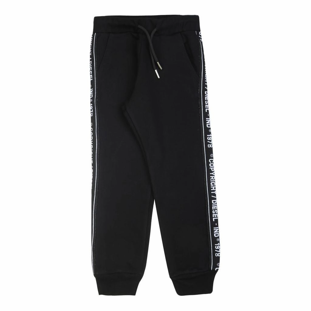 Black Logo Tape Sweatpants boys jogger pants, school uniform pants boys