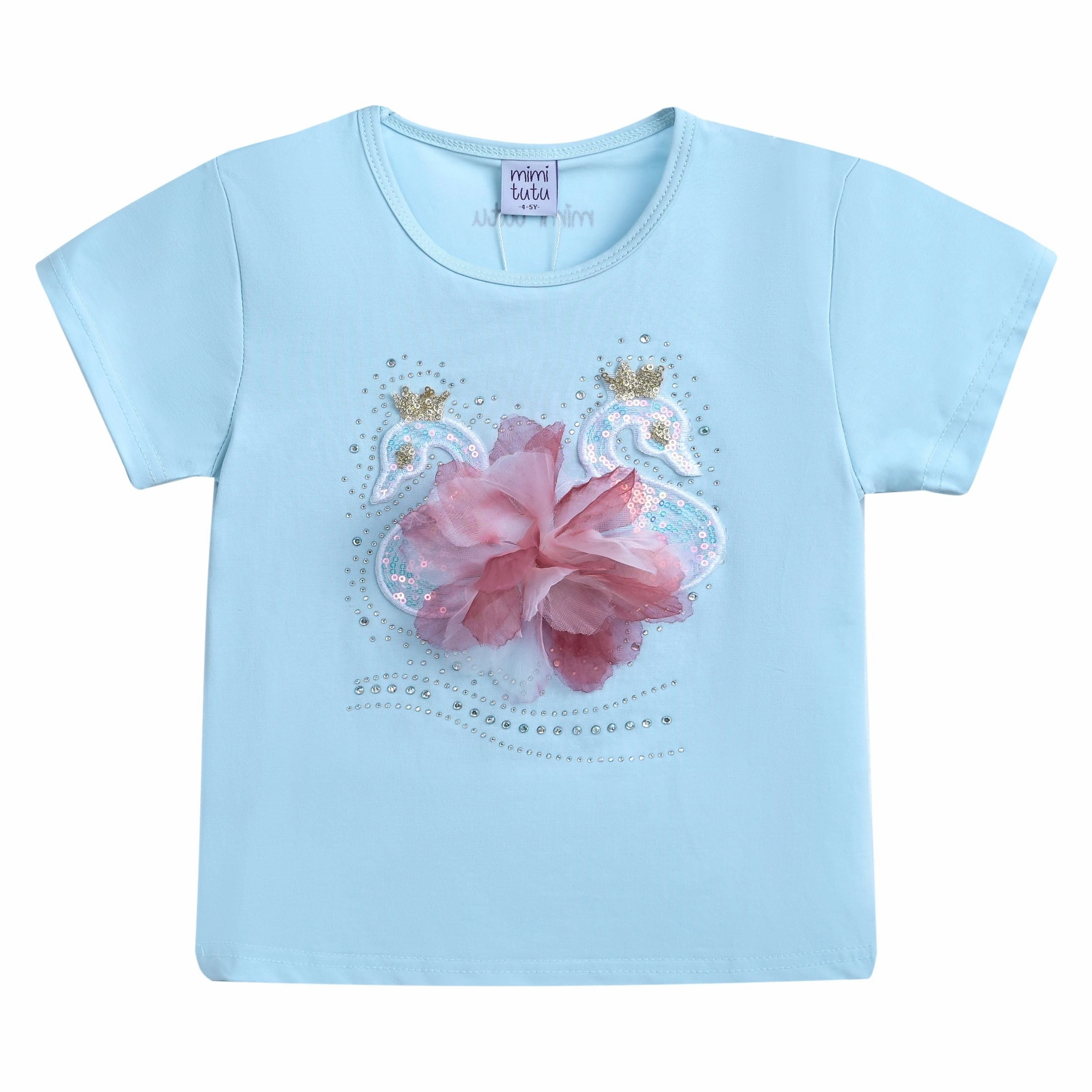 Blue Swan Applique T-Shirt girls knit pullovers, cardigan sweaters girls
