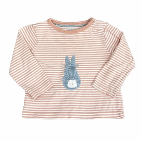 Boden Girls Pink Stripe | Blue Bunny Long Sleeve T-Shirt ruffle tops girls, long sleeve tees girls
