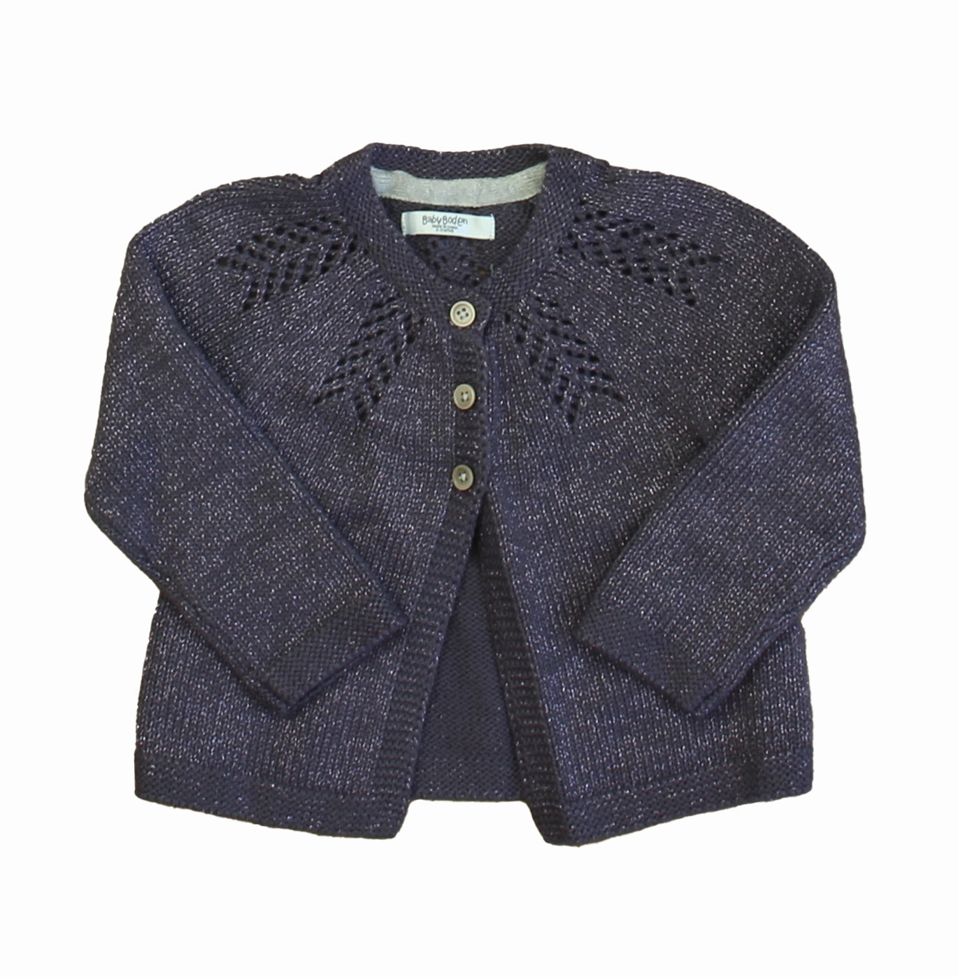 Boden Girls Purple Sparkle Cardigan Girls Chunky Knit Sweater
