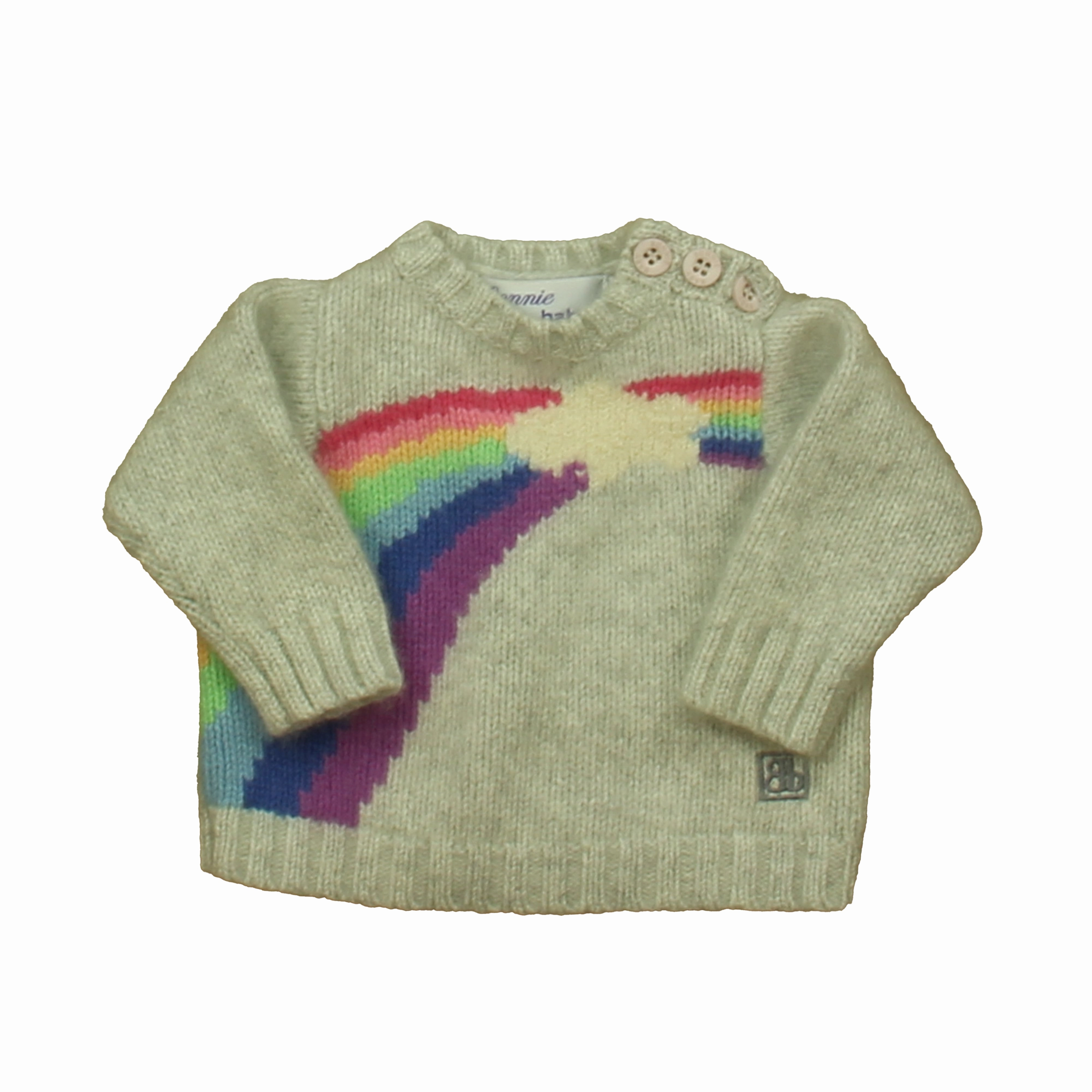 Bonnie Baby Girls Gray Rainbow Sweater girls knit pullovers, cardigan sweaters girls