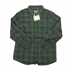 Bonpoint Boys Blue | Green Plaid Button Down Long Sleeve graphic tees for boys, polo shirts boys