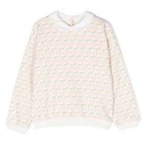 Bonpoint Claudine Cherry-Print Cotton Sweatshirt ruffle tops girls, long sleeve tees girls