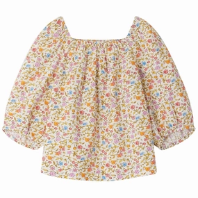 Bonpoint Girls Anastide Floral Print Blouse ruffle tops girls, long sleeve tees girls