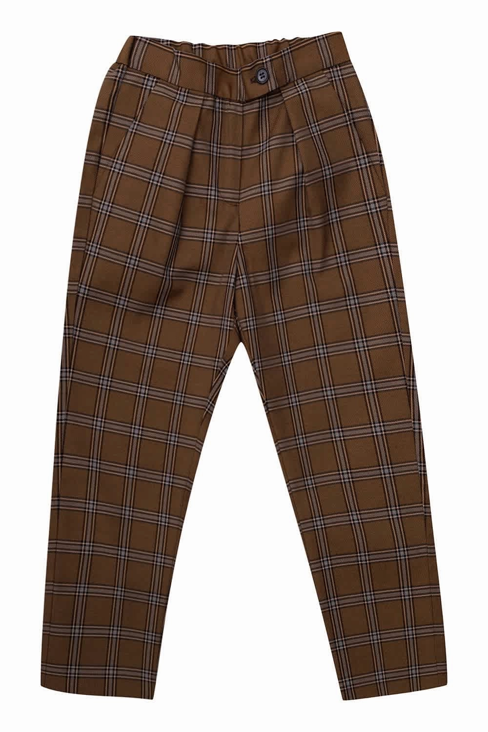 Bonpoint Girls Cafe Check Print Tailored Tasha Pants leggings girls, wide leg pants girls