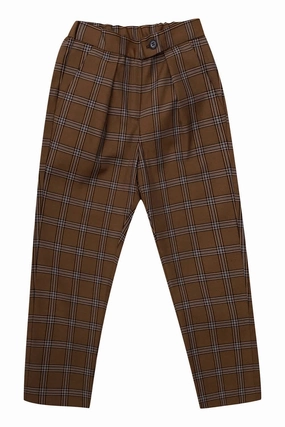 Bonpoint Girls Cafe Check Print Tailored Tasha Pants leggings girls, wide leg pants girls