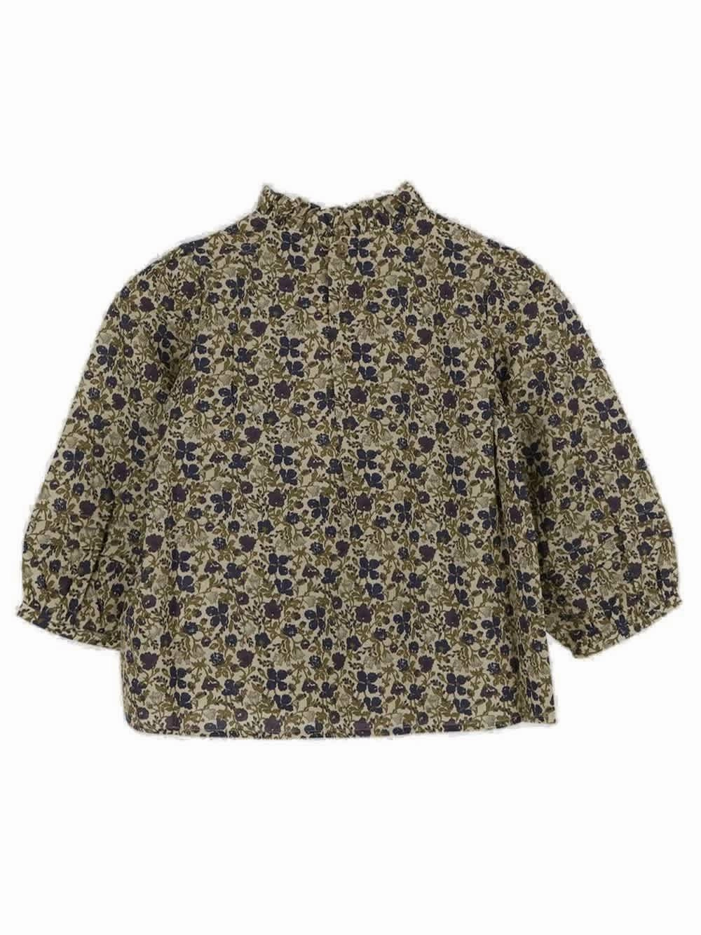 Bonpoint Girls Tess Floral Print Ruffled-Trim Blouse Girls Tunic Top