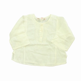Bonpoint Girls White Blouse ruffle tops girls, long sleeve tees girls